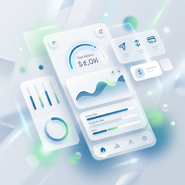 Fintech Dashboard Illustration, digital wallet UI